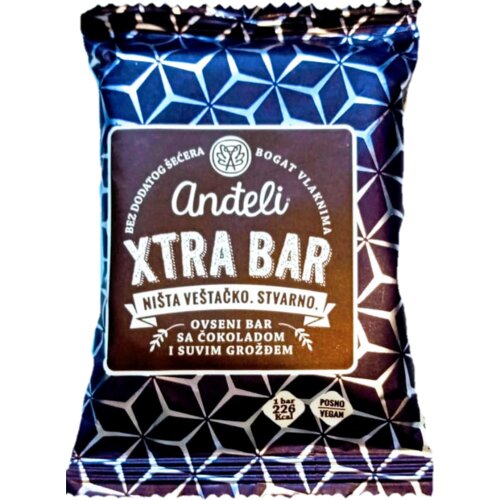 Anđeli Energetski bar od ovsenih pauhuljica Xtra čokolada i suvo grožđe 60g Slike