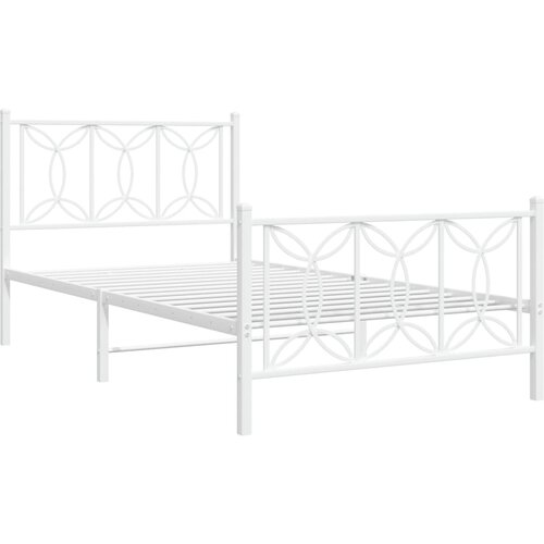 vidaXL Kovinski posteljni okvir z vzglavjem in vznožjem bel 107x203 cm, (21242882) Cene