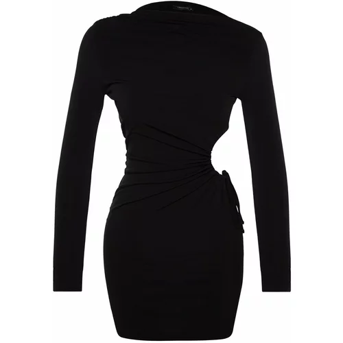 Trendyol Black Fitted Knitted Window/Cut Out Detail Dress
