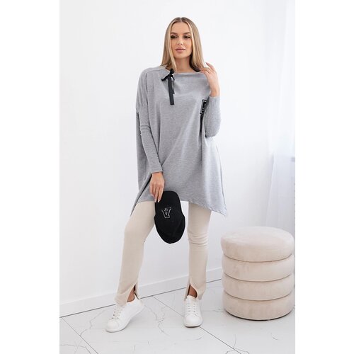 Kesi Oversize sweatshirt with asymmetrical sides in gray color Cene