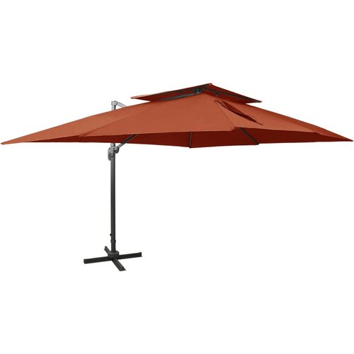 vidaXL Konzolni vrtni suncobran s dvostrukim vrhom 400x300 cm terakota Cijene