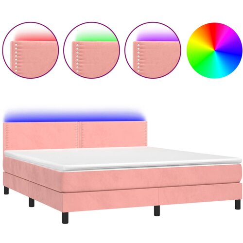 VidaXL Box spring postelja z vzmetnico LED roza 180x200 cm žamet, (20901362) Slike