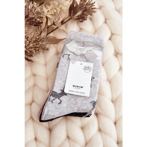 Aura.via Women's Holiday Socks 3-Pack Gray-Black Cijene