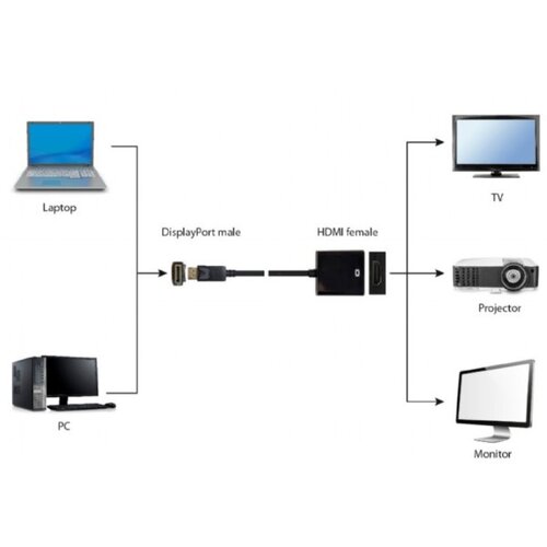 Gembird A-DPM-HDMIF-002-W DisplayPort to HDMI adapter cable, white adapter Slike