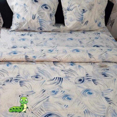 Gusenica posteljina belo plava - 140x220 Slike