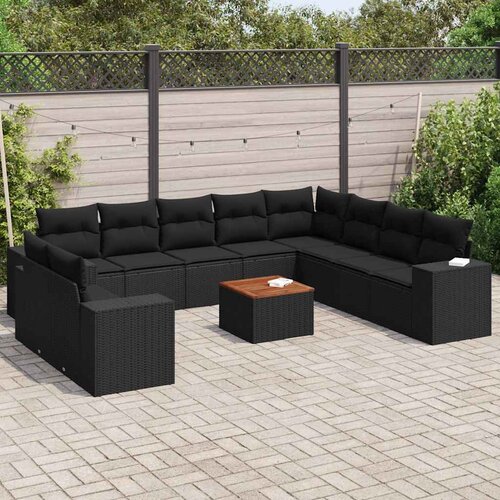  11-dijelni set vrtnih sofa od poliratana s jastucima crni Cijene