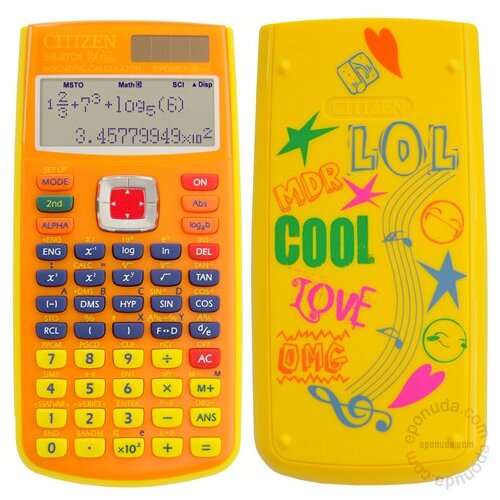 Citizen tehnički kalkulator SR-270X LOL, 2-redni displej narandžasta 05DGC270XJ digitron Slike