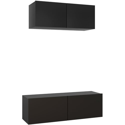 Maison Chic Komplet TV omarice - TV enot 2-delni črna inženirski les, (21701364) Cene