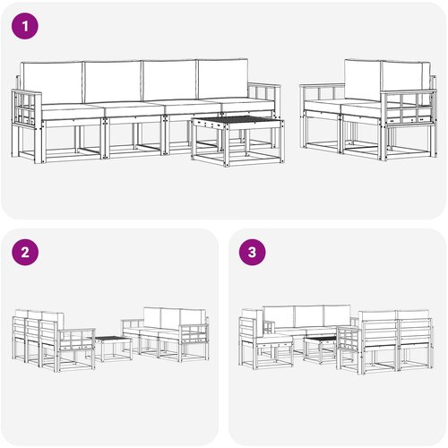  Set vanjskih sofa 7 kom. Bijela i krem 59 x 59 x 37 cm Slike