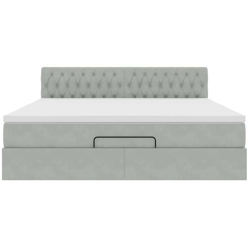  Otomanski krevet s madracem svijetlosivi 180x200 cm bar&amp;scaron;unasti Slike