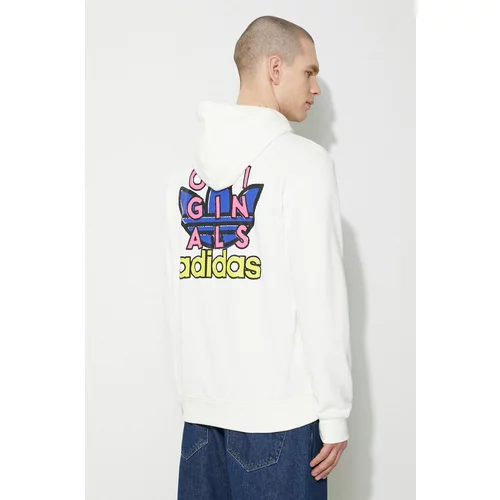 Adidas Bombažen pulover moška, bež barva, s kapuco