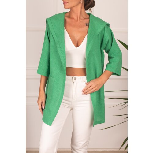 armonika Women's Green Seasonal Jacket with Epaulette Sleeves Slike