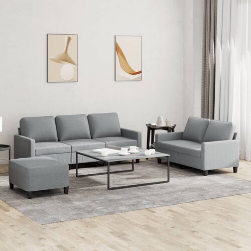  3-dijelni set sofa s jastucima svjetlosivi od tkanine Cene
