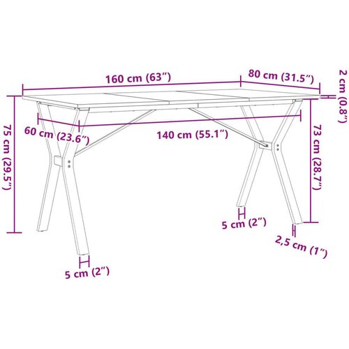  Blagovaonski stol Y-oblika 160x80x75 cm od borovine i željeza Slike