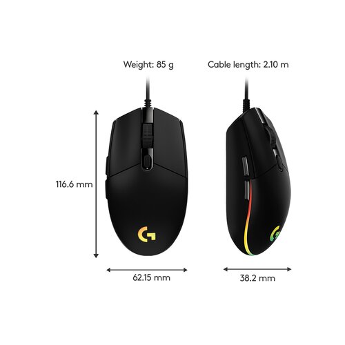 Logitech G203 LIGHTSYNC Corded Gaming Mouse Black Slike