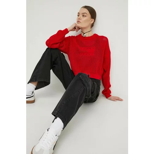 Tommy Jeans Pamučni pulover boja: crvena