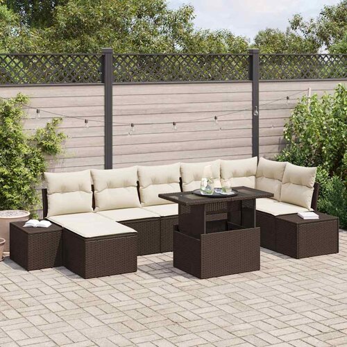  Sjedeća garnitura za vrt 8 kom. Bež poliratan Slike
