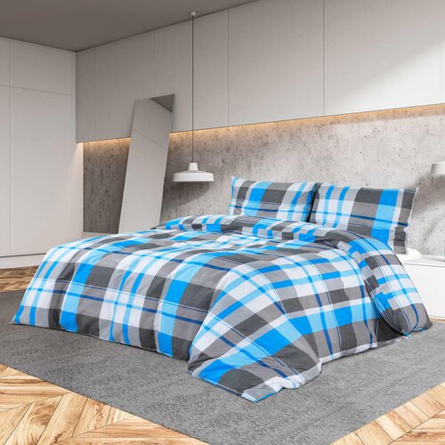 vidaXL Posteljnina modra in siva 200x220 cm bombaž Cene