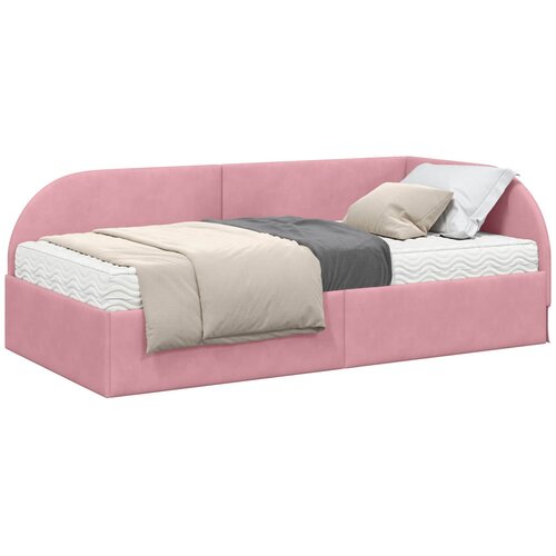 vidaXL Kotni okvir postelje z matrico z vzglavjem 2 pcs Roza Žamet, (5000155800) Cene