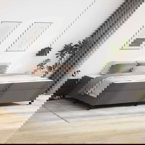  Okvir kreveta s madracem Siva 200 x 200 cm Umjetna koža Slike