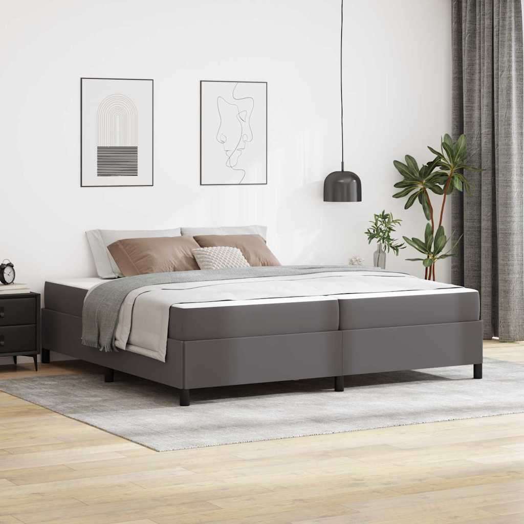  Posteljni okvir z vzmetnico Siva 200 x 200 cm Umetna koža Cene
