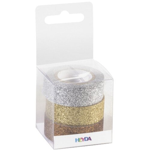 Traka DECO LJEPLJIVA 15MMX3M GLITTER PK3 HEYDA 20-35843 74 SORTIRANO BLISTER Slike