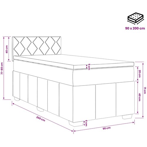  Boxspring krevet s madracem Plava 90 x 200 cm Tkanina Slike
