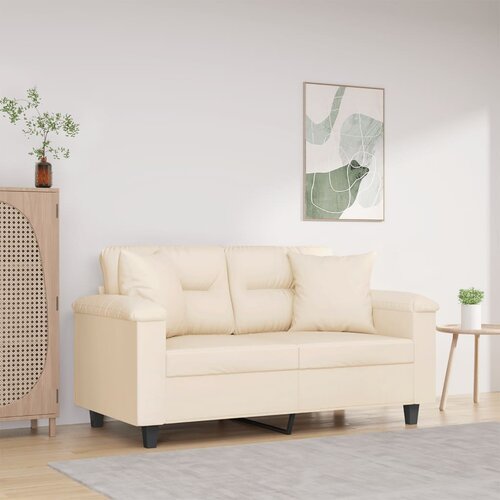  The Living Store Kavč dvosed z blazinami bež 120 cm tkanina iz mikrovlaken - Dvosed, (21494470) Cene