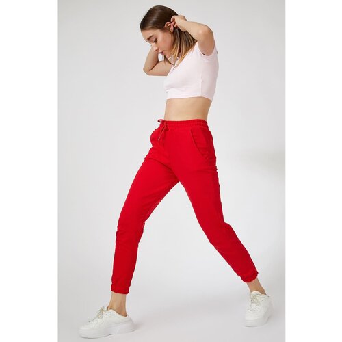Happiness İstanbul Women's Red Pocket Sweatpants Slike