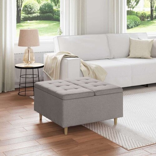  Shranjevalna tabureta z blazino Taupe 80 x 80 x 45 cm blago, (5000208393) Cene