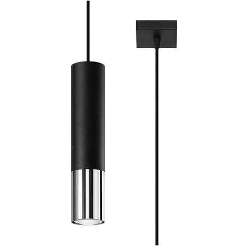 Sollux Crna/u srebrnoj boji metalna viseća svjetiljka ø 8 cm Longbot – Cene