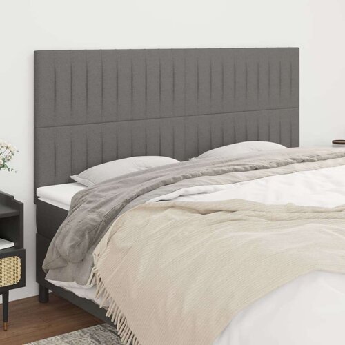  Posteljno vzglavje 4 kosa temno siv 80x5x78/88 cm blago, (20953024) Slike