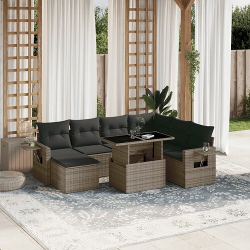 vidaXL 8-dijelni set vrtnih sofa od poliratana s jastucima sivi Cijene