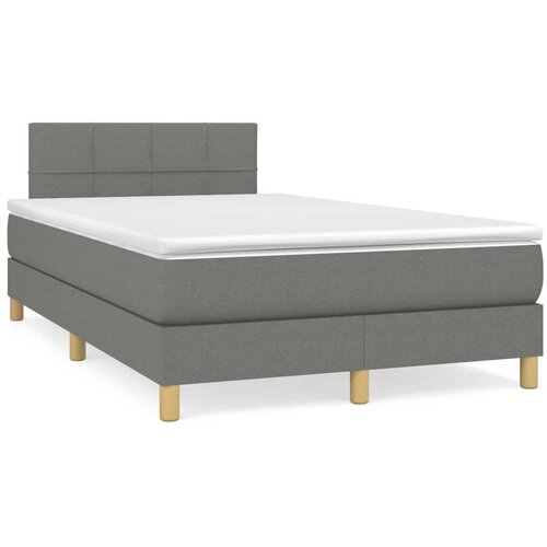 vidaXL Box spring postelja z vzmetnico LED temno siva 120x190 cm blago Cene