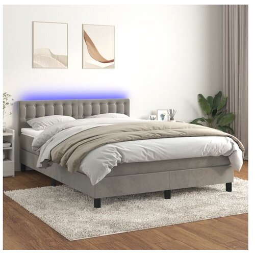  Box spring s madracem LED svjetlosivi 140x200 cm baršun Cene