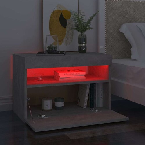 VidaXL noćni ormarić LED 2 kom siva boja betona 60x35x40 cm od iverice Slike