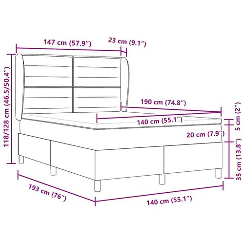 Box spring krevet Sivo-smeđa 140 x 190 cm tkanina - Sivo-smeđa 140 x 190 cm Dizajn linija Slike