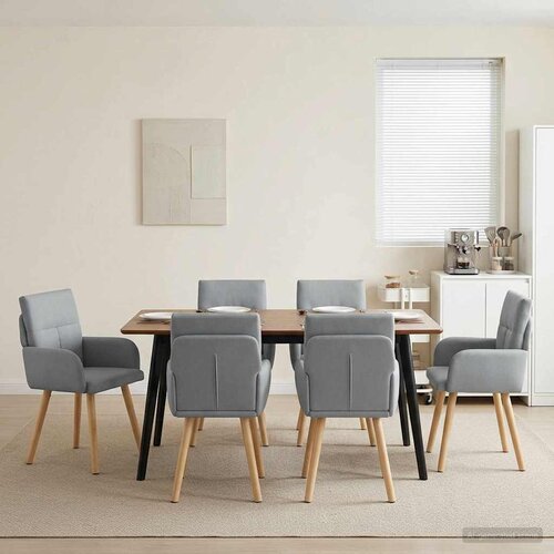 vidaXL Jedilni stoli 6 pcs Blago Svetlo siva 60 x 56 x 96 cm Cene