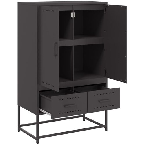 Visoka komoda crna 68x39x111,5 cm od čelika Slike