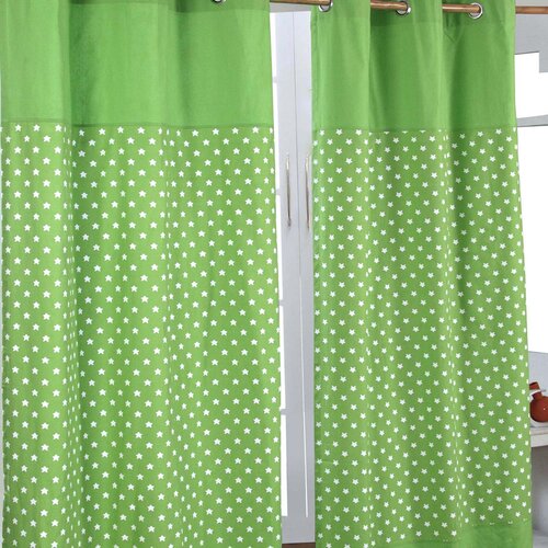 HOMESCAPES Bombažne zavese Stars Green Ready Made Eyelet Par, 117x137 cm Drop, (20749314) Cene