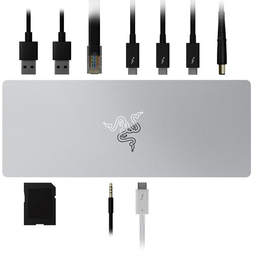Razer Thunderbolt 4 Dock Mercury priključna postaja bele barve Slike