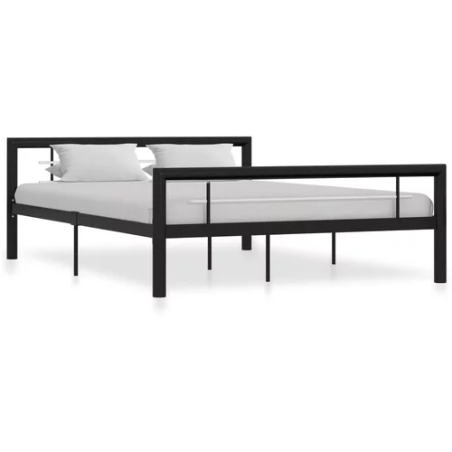 vidaXL posteljni okvir črn in bel kovinski 140x200 cm