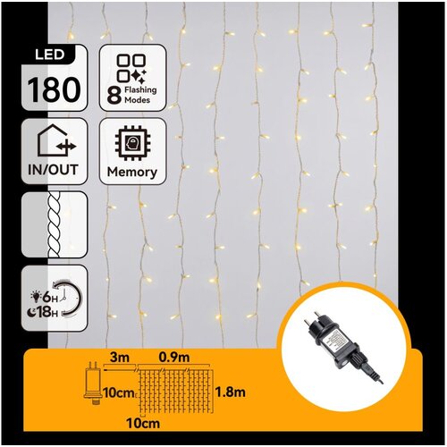 Aigostar LED spolja&amp;scaron;nja božićna girlanda 180xLED/8 funkcija 3,9x1,8m IP44 topla bela Slike