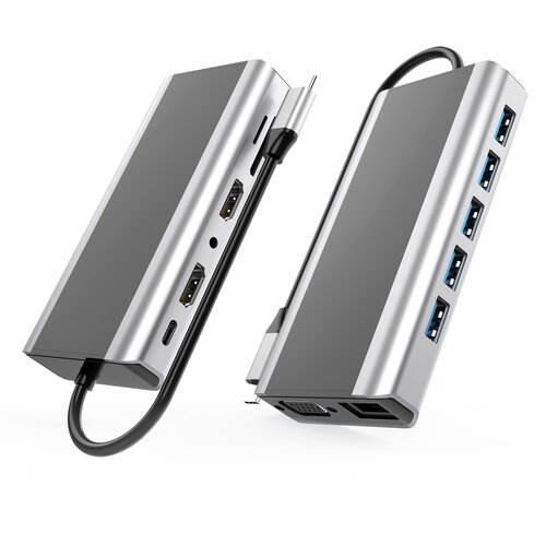 INF 14-v-1 usb-c zvezdi&amp;scaron;če s hdmi, vga, ethernetom, čitalnikom kartic sd/tf, (21778807) Slike