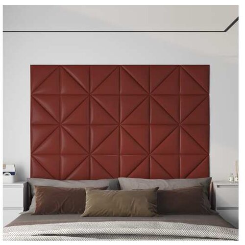 vidaXL Zidne ploče od umjetne kože 12 kom boja vina 30 x 30 cm 0 54 m² Cijene