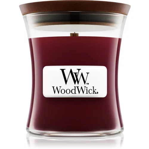 WoodWick Black Cherry dišeča sveča z lesenim stenjem 85 g