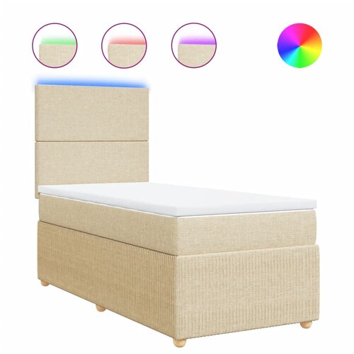 vidaXL Box spring postelja z vzmetnico krem 80x200 cm blago, (21310184) Cene