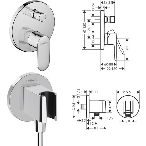 Hansgrohe set 5U1 +hg baterija za lavaboo fokus 100 (13113) Slike