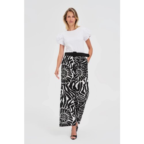 Marisse Viscose Trousers With A Belt, Black Cene