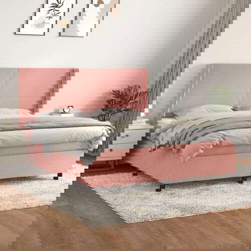  S oprugama i madracem ružičasti 160x200 cm baršunasti Cijene